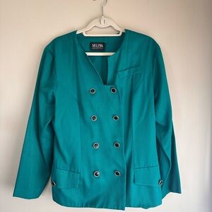 Melissa Collection Women's Turquoise Double-Breasted Blazer and Skirt set